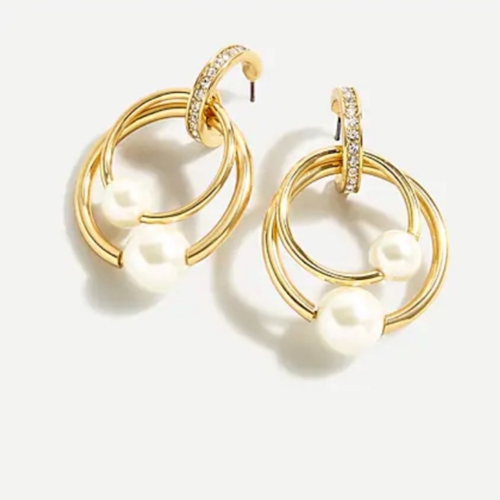 JCrew pearl drop hoop earrings AS568 new